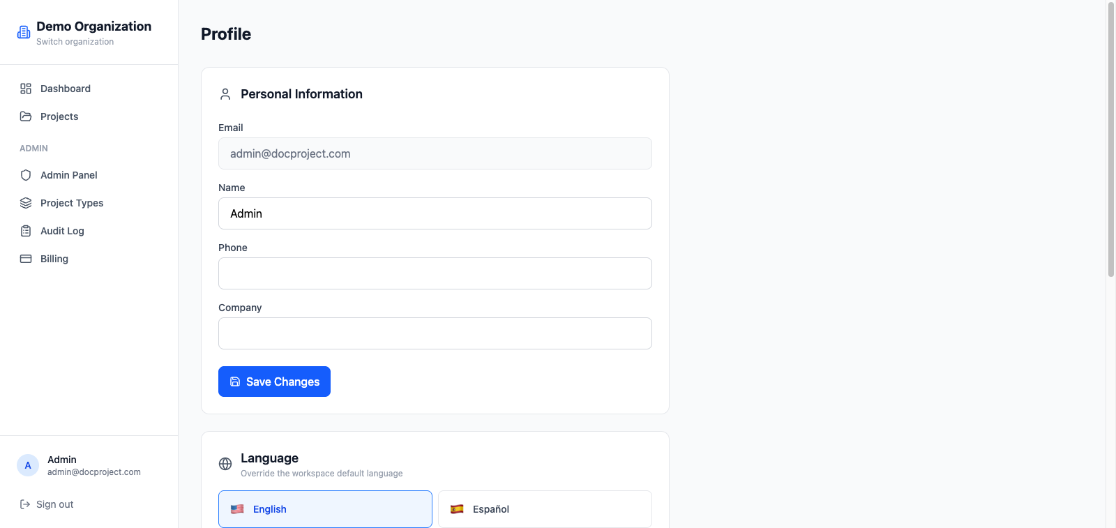 Edit personal info