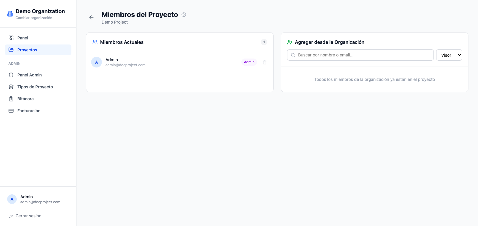 Agregar a alguien al proyecto