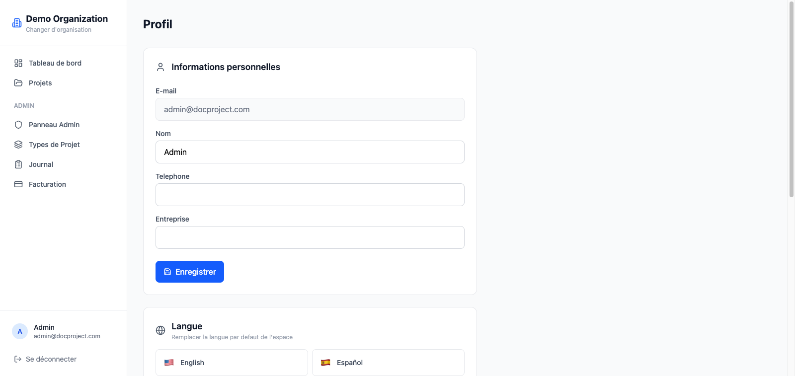 Modifier les informations personnelles