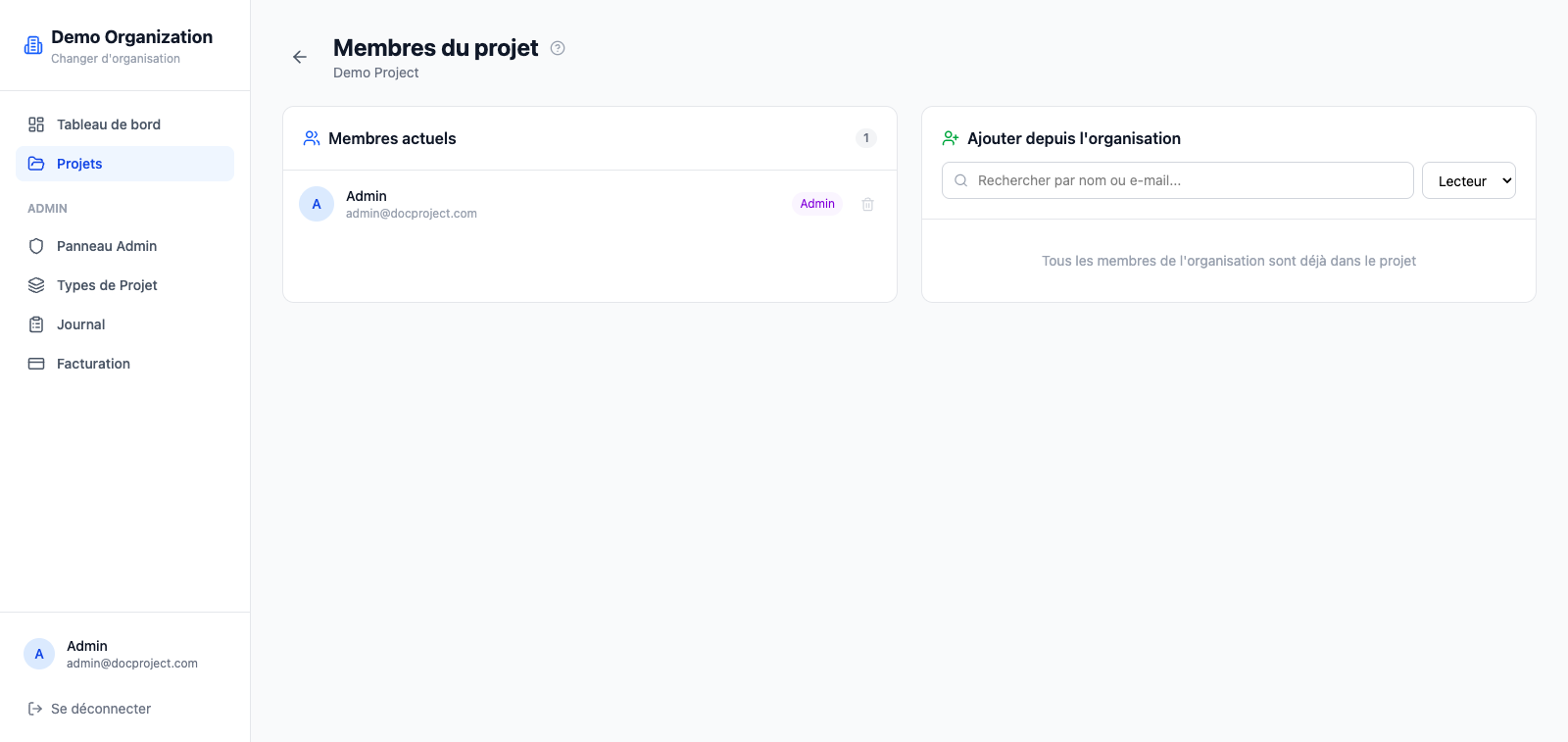 Ajouter quelqu'un au projet